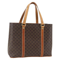 Celine Vintage Macadam Handbag Canvas And Leather Brown Canvas Handbag (Authentic  )