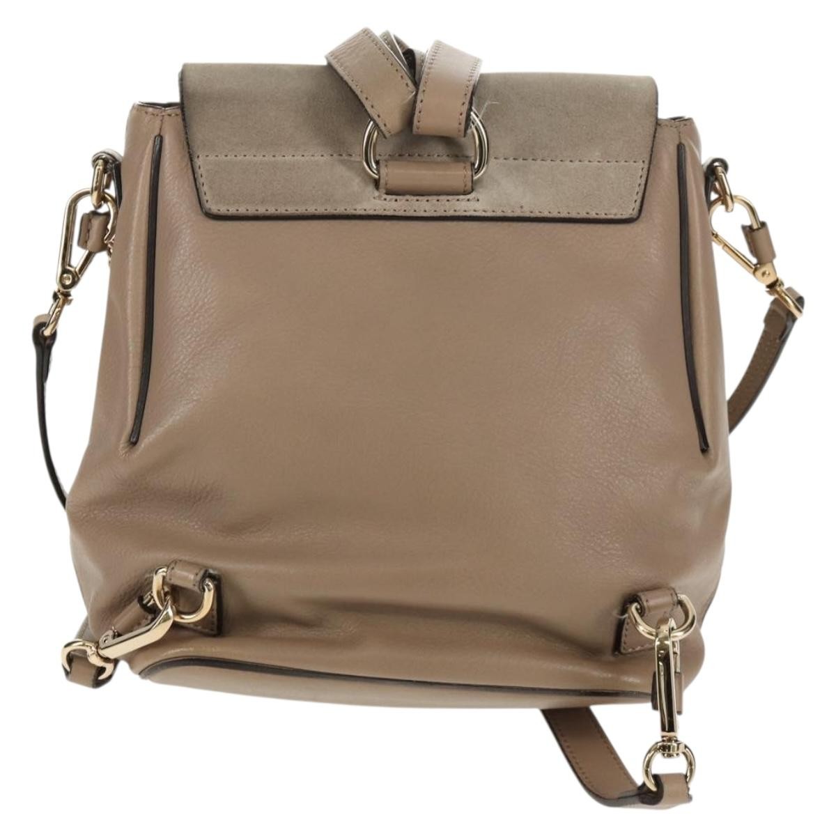 Chloe Faye Backpack Leather And Suede Beige Suede Backpack Bag (Authentic  )