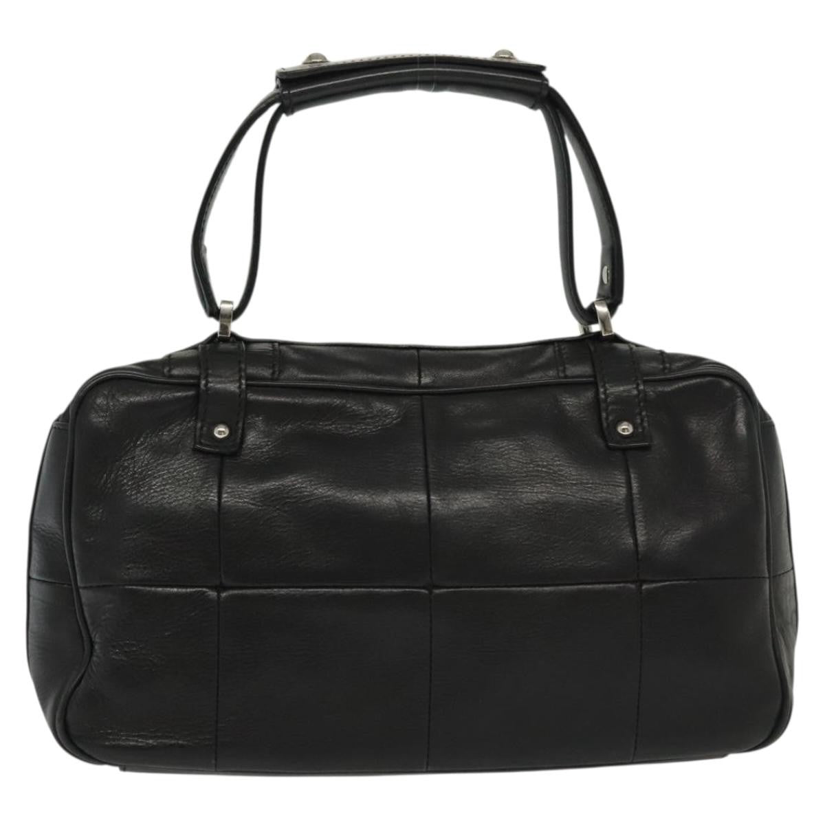 Salvatore Ferragamo Gancini Handbag Leather Black Leather Handbag (Authentic  )