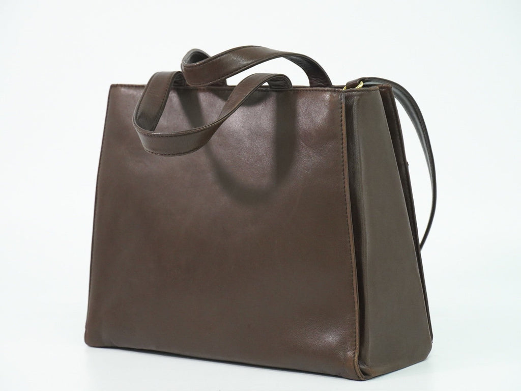 Loewe Vintage Anagram Handbag Leather Brown Leather Handbag (Authentic  )