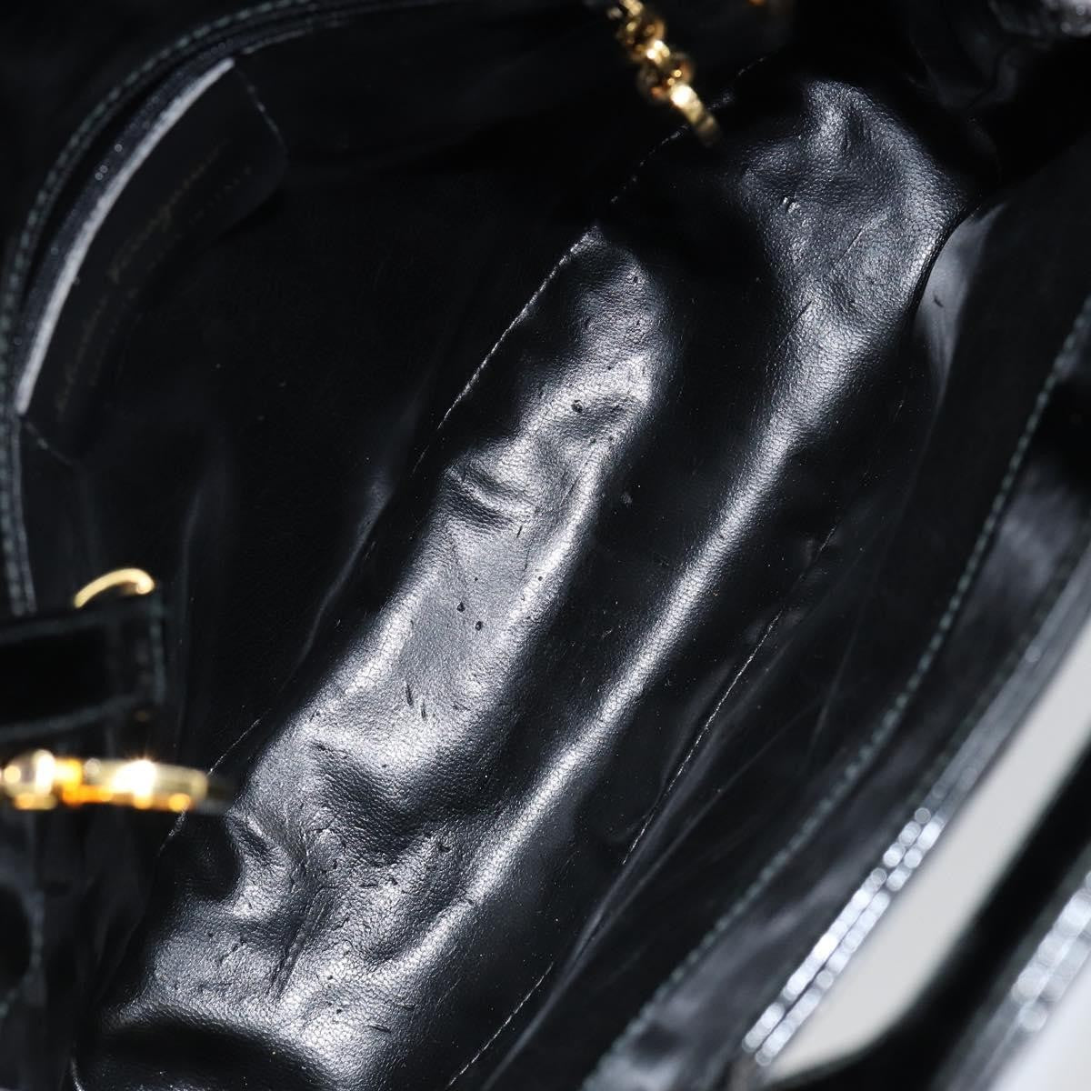 Salvatore Ferragamo Wanda Handbag Patent Leather Black Patent_Leather Handbag (Authentic  )