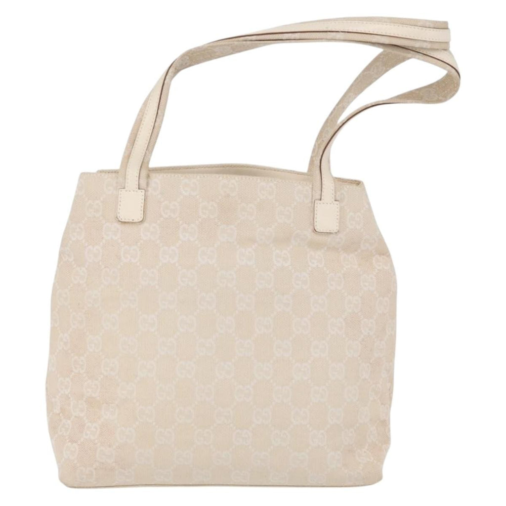 Gucci Double Pocket Tote Gg Canvas Ecru Canvas Handbag (Authentic  )