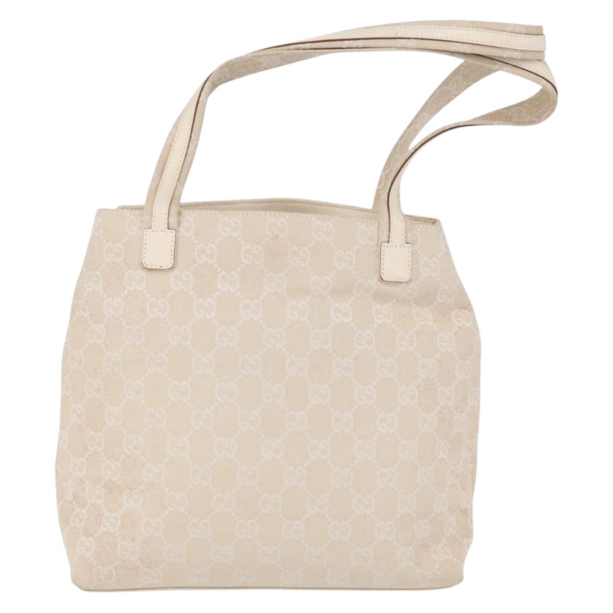 Gucci Double Pocket Tote Gg Canvas Ecru Canvas Handbag (Authentic  )