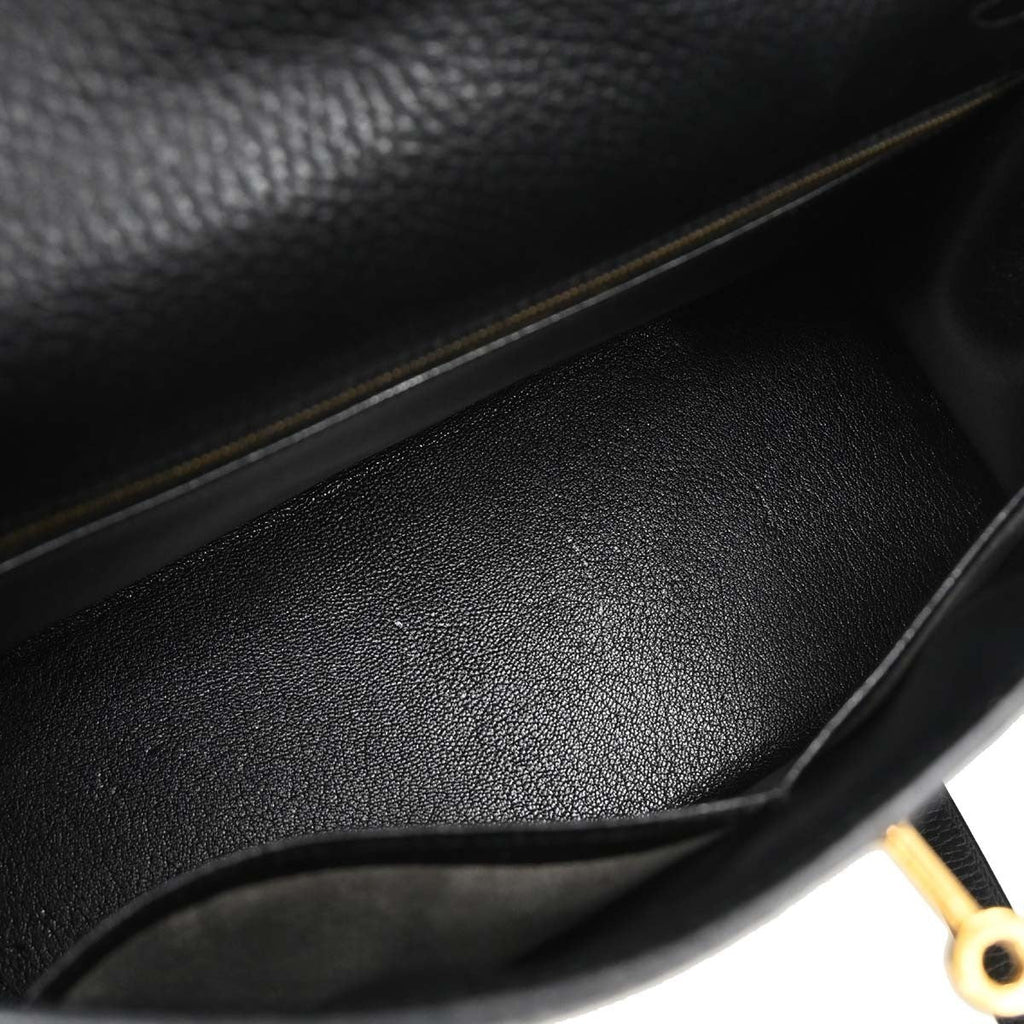 Hermes Kelly Handbag Black Ardennes With Gold Hardware Black Leather Handbag ( )