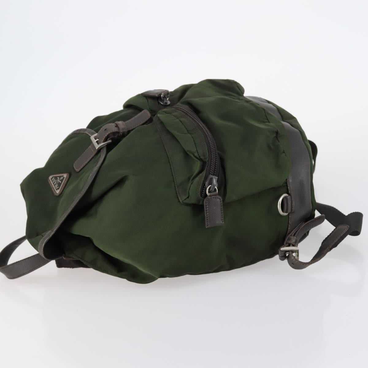Prada Double Front Pocket Backpack Tessuto Khaki Nylon Backpack Bag (Authentic  )