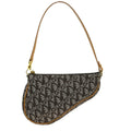 Christian Dior Saddle Bag Oblique Canvas Brown Canvas Handbag ( )