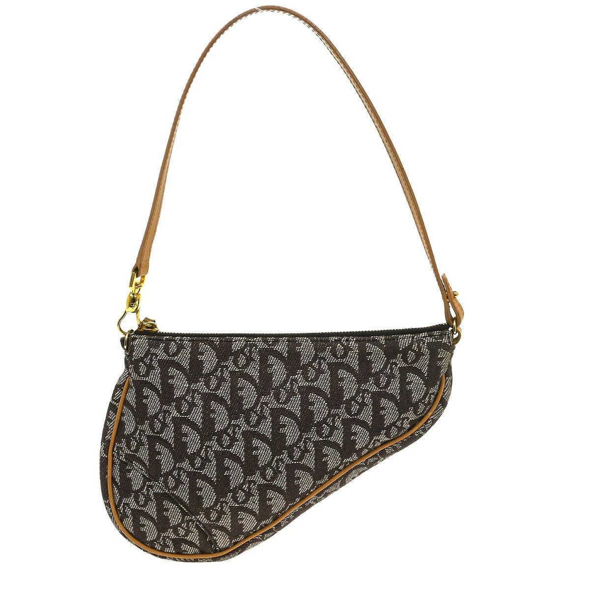 Christian Dior Saddle Bag Oblique Canvas Brown Canvas Handbag ( )