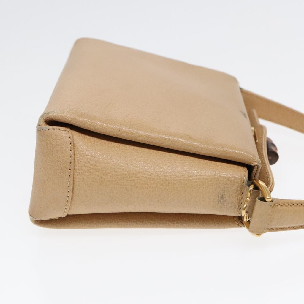 Gucci Vintage Convertible Bamboo Box Crossbody Bag Leather Beige Leather Handbag ( )