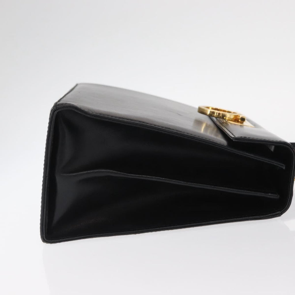 Salvatore Ferragamo Convertible Top Handle Bag Leather Black Leather Handbag (Authentic  )