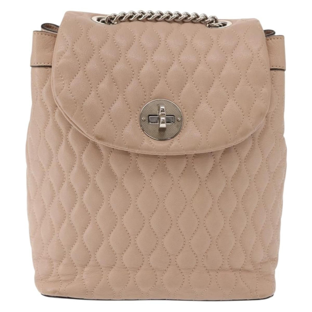 Bally Vintage Backpack Quilted Leather Pink Leather Backpack Bag (Authentic  )