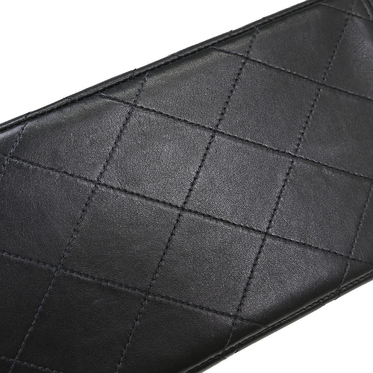 Chanel Flap Shoulder Bag Leather Black Leather Handbag ( )
