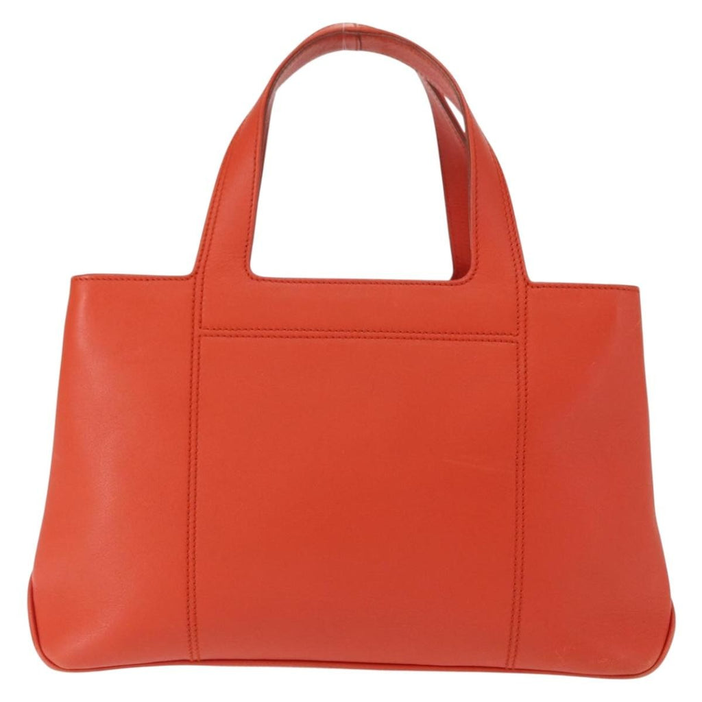 Salvatore Ferragamo Gancini Handbag Leather Orange Leather Handbag (Authentic  )