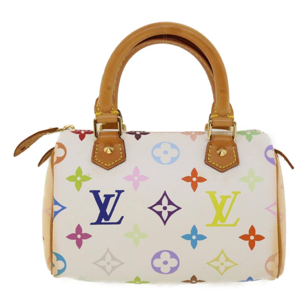 Louis Vuitton Speedy Mini Hl Handbag Monogram Multicolor White Canvas Bag (Authentic  )