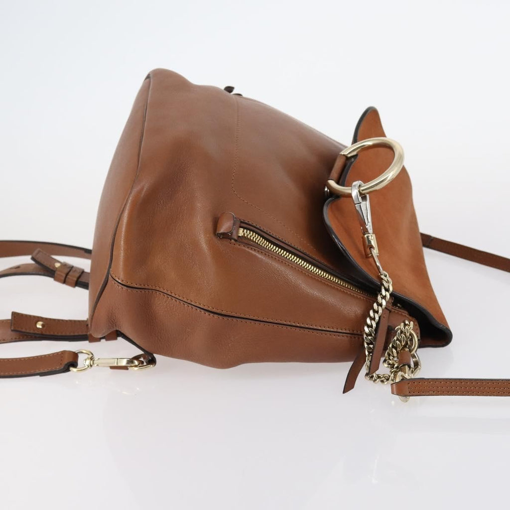 Chloe Faye Backpack Leather And Suede Brown Suede Backpack Bag (Authentic  )