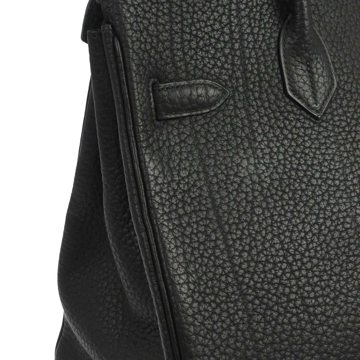 Hermes Hac Birkin Bag Black Fjord With Palladium Hardware Black Leather Handbag (Authentic  )