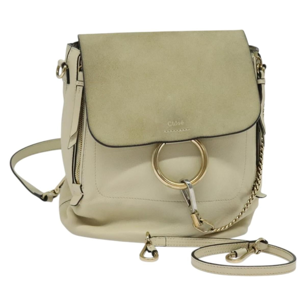 Chloe Faye Backpack Leather And Suede Beige Suede Backpack Bag (Authentic  )