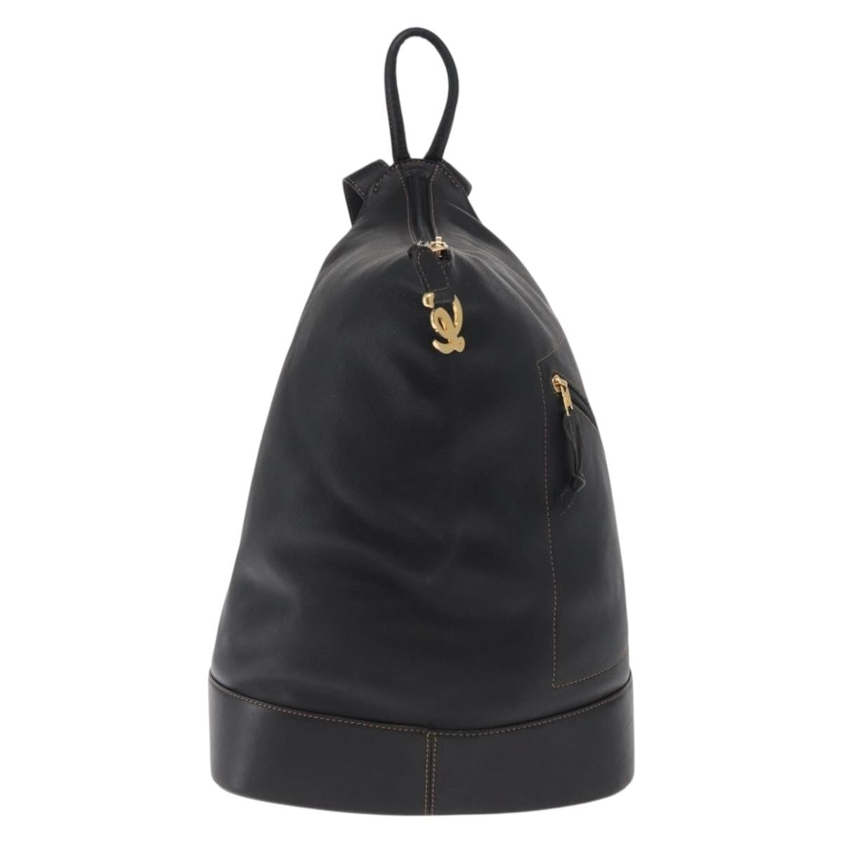 Loewe Anton Backpack Leather Black Leather Backpack Bag (Authentic  )