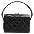 Chanel Vintage Metal Box Bag Quilted Patent Black Patent_Leather Handbag ( )