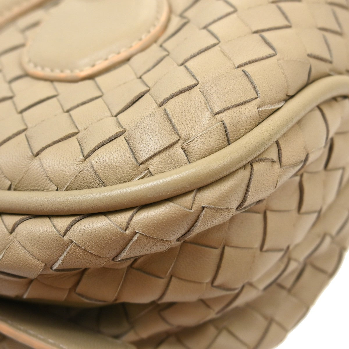 Bottega Veneta Intrecciato Shoulder Bag Leather Beige Leather Handbag ( )