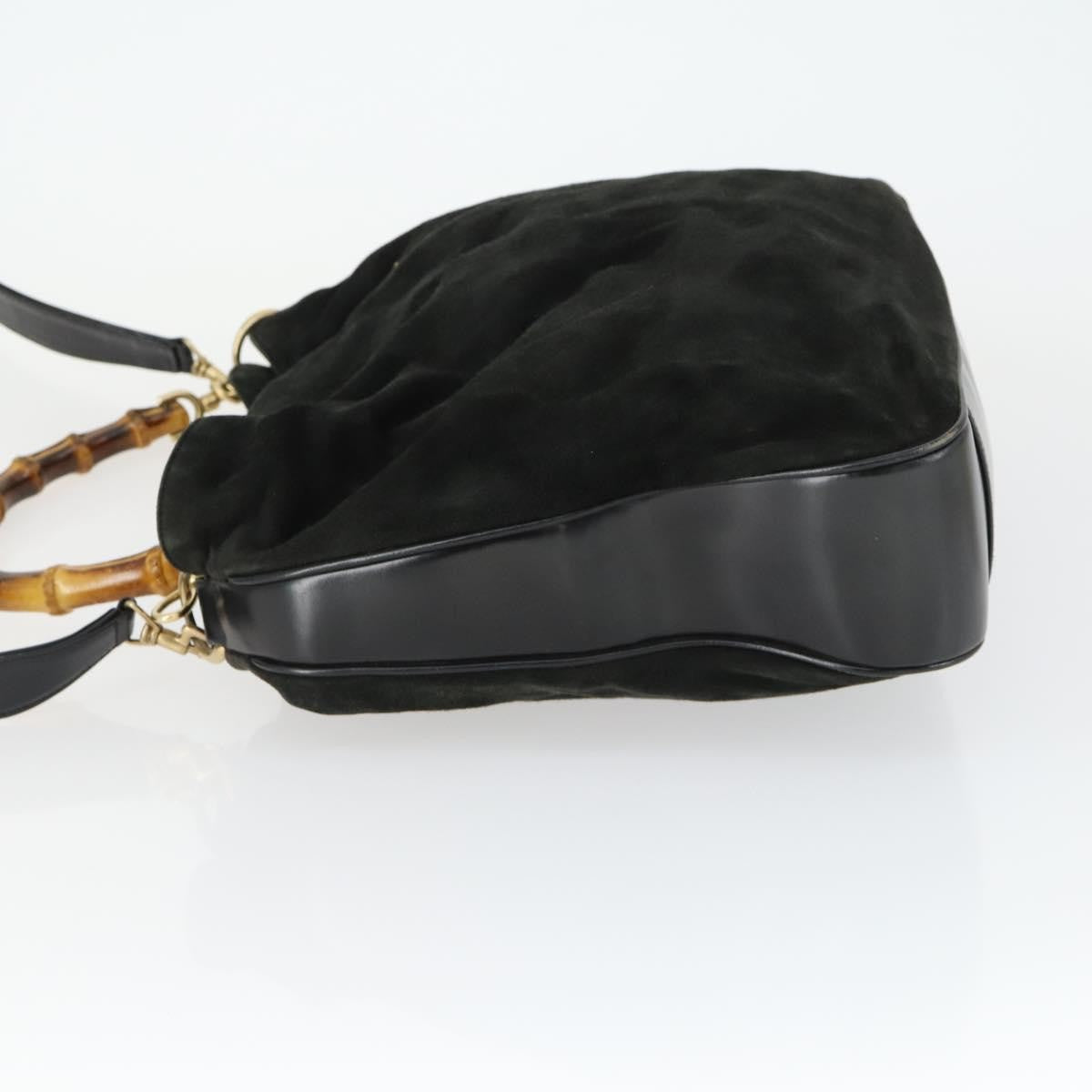 Gucci Vintage Bamboo Hobo Suede Black Suede Handbag (Authentic  )
