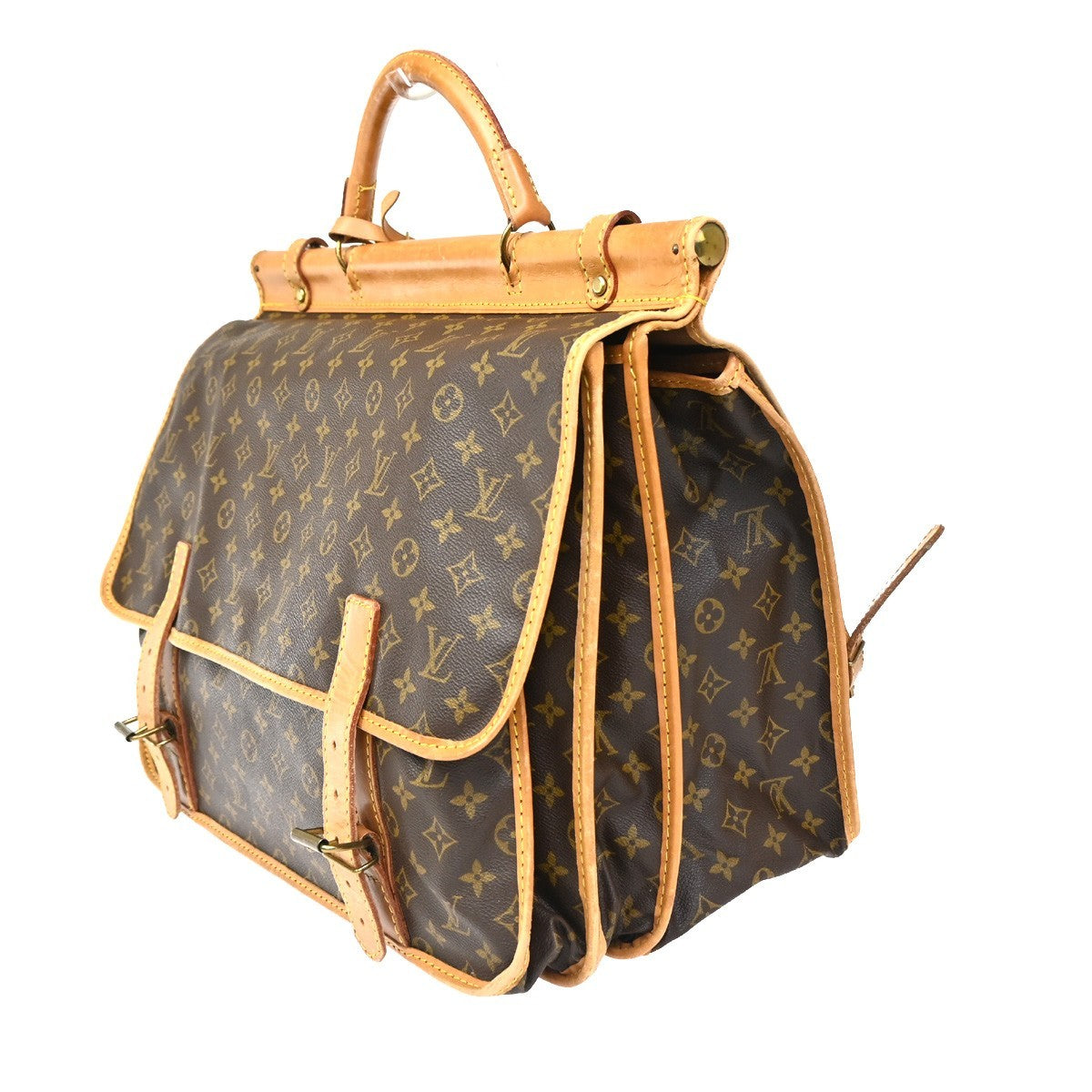 Louis Vuitton Sac Chasse Hunting Bag Monogram Canvas Brown Canvas Briefcase Bag (Authentic  )