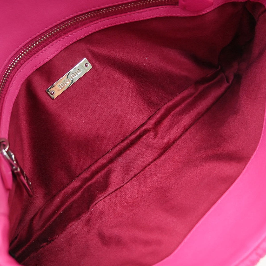Miu Miu Crystal Clutch Matelasse Leather Pink Leather Handbag ( )