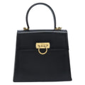 Salvatore Ferragamo Gancini Convertible Top Handle Bag Leather Black Leather Handbag (Authentic  )