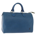 Louis Vuitton Speedy Handbag Epi Leather Blue Leather Handbag ( )