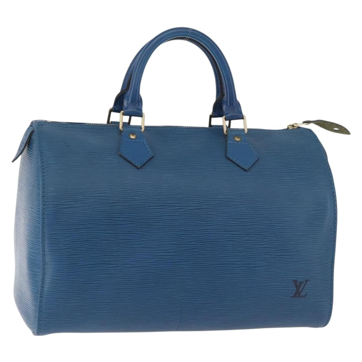 Louis Vuitton Speedy Handbag Epi Leather Blue Leather Handbag ( )