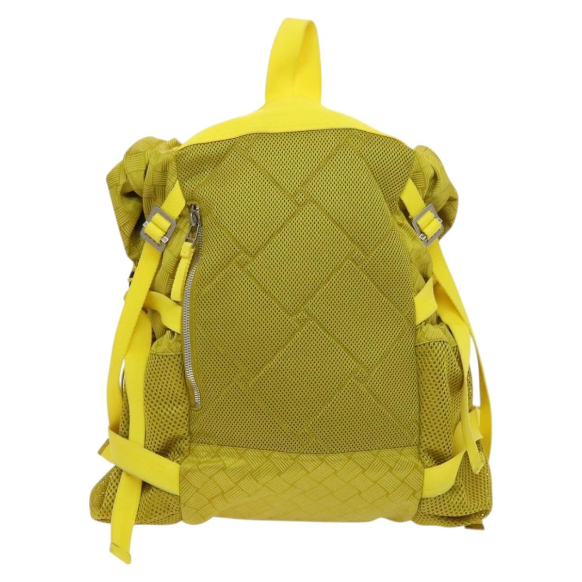Bottega Veneta Vintage Backpack Nylon Yellow Nylon Backpack Bag (Authentic  )