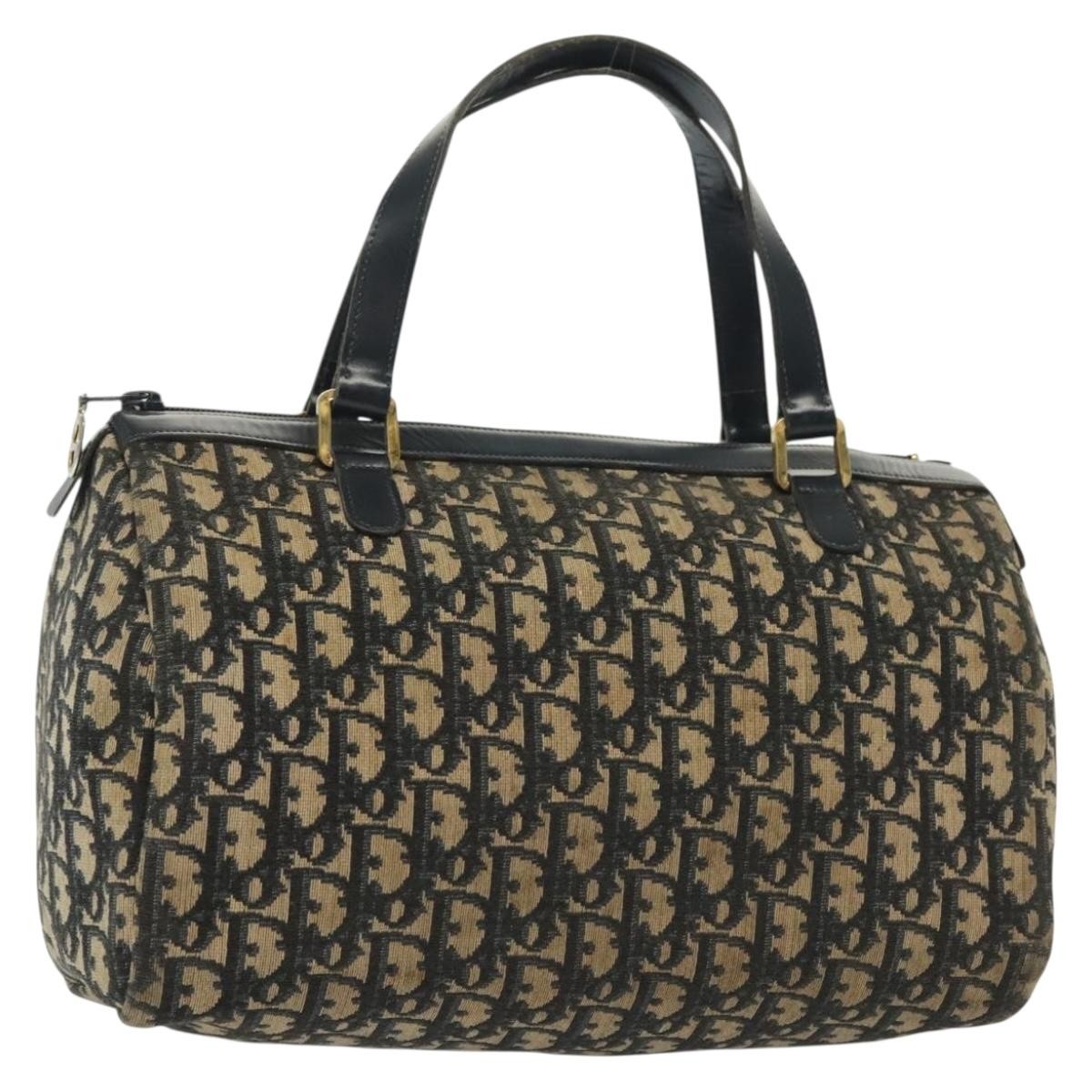 Christian Dior Vintage Trotter Boston Bag Diorissimo Canvas Navy Canvas Bag (Authentic  )