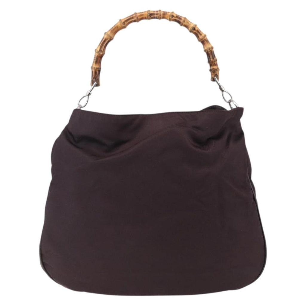 Gucci Vintage Bamboo Handle Bag Nylon Burgundy Nylon Handbag ( )
