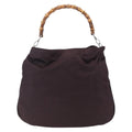 Gucci Vintage Bamboo Handle Bag Nylon Burgundy Nylon Handbag ( )