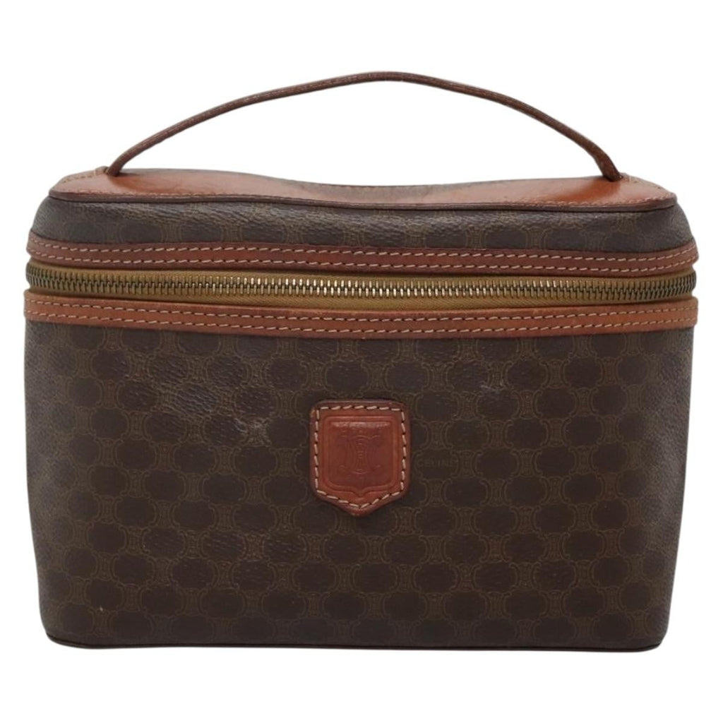 Celine Macadam Vanity Bag Canvas Brown Pvc Bag (Authentic  )