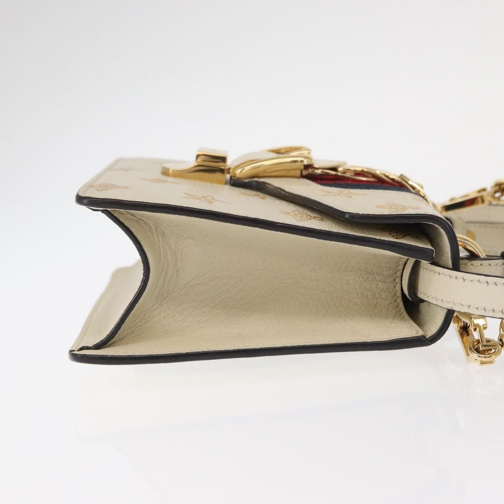 Gucci Sylvie Top Handle Bag Printed Leather Beige Leather Handbag (Authentic  )