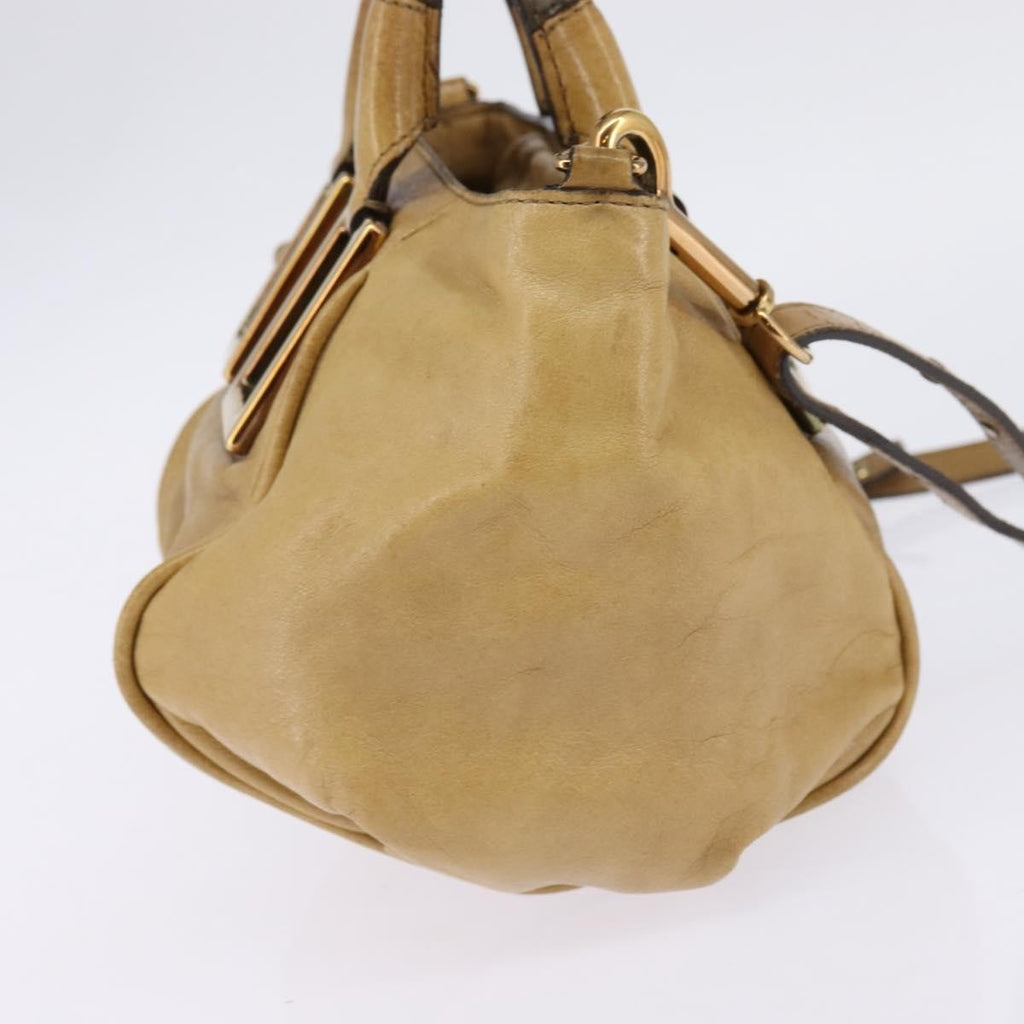 Chloe Ethel Handbag Leather Beige Leather Handbag (Authentic  )