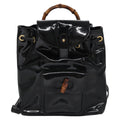 Gucci Vintage Bamboo Backpack Patent Black Patent_Leather Backpack Bag (Authentic  )
