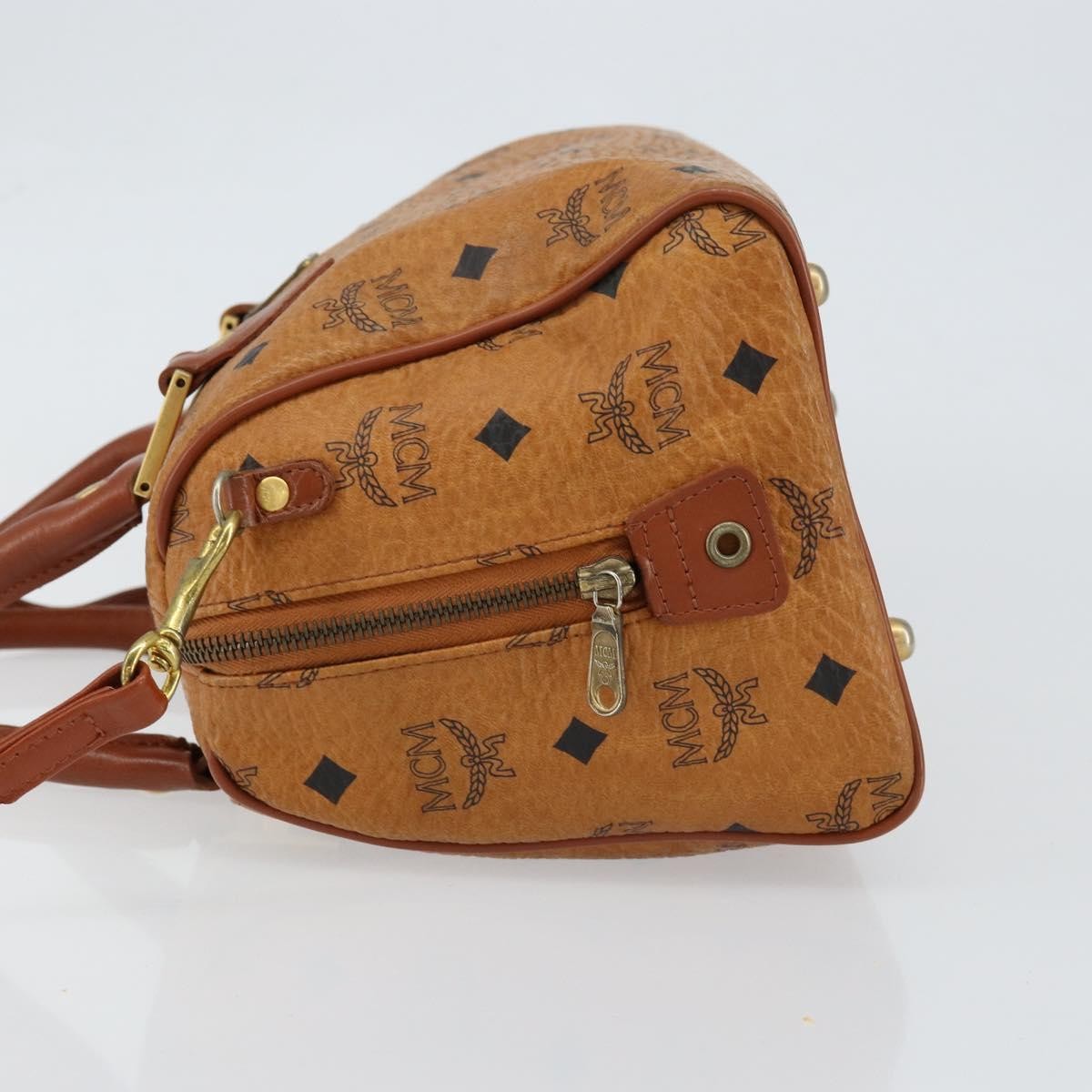 MCM Visetos Handbag Canvas And Leather Brown Canvas Handbag (Authentic  )