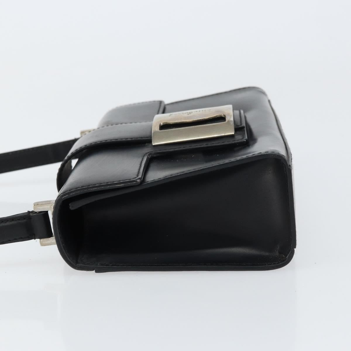 Salvatore Ferragamo Vala Handbag Leather Black Leather Handbag (Authentic  )