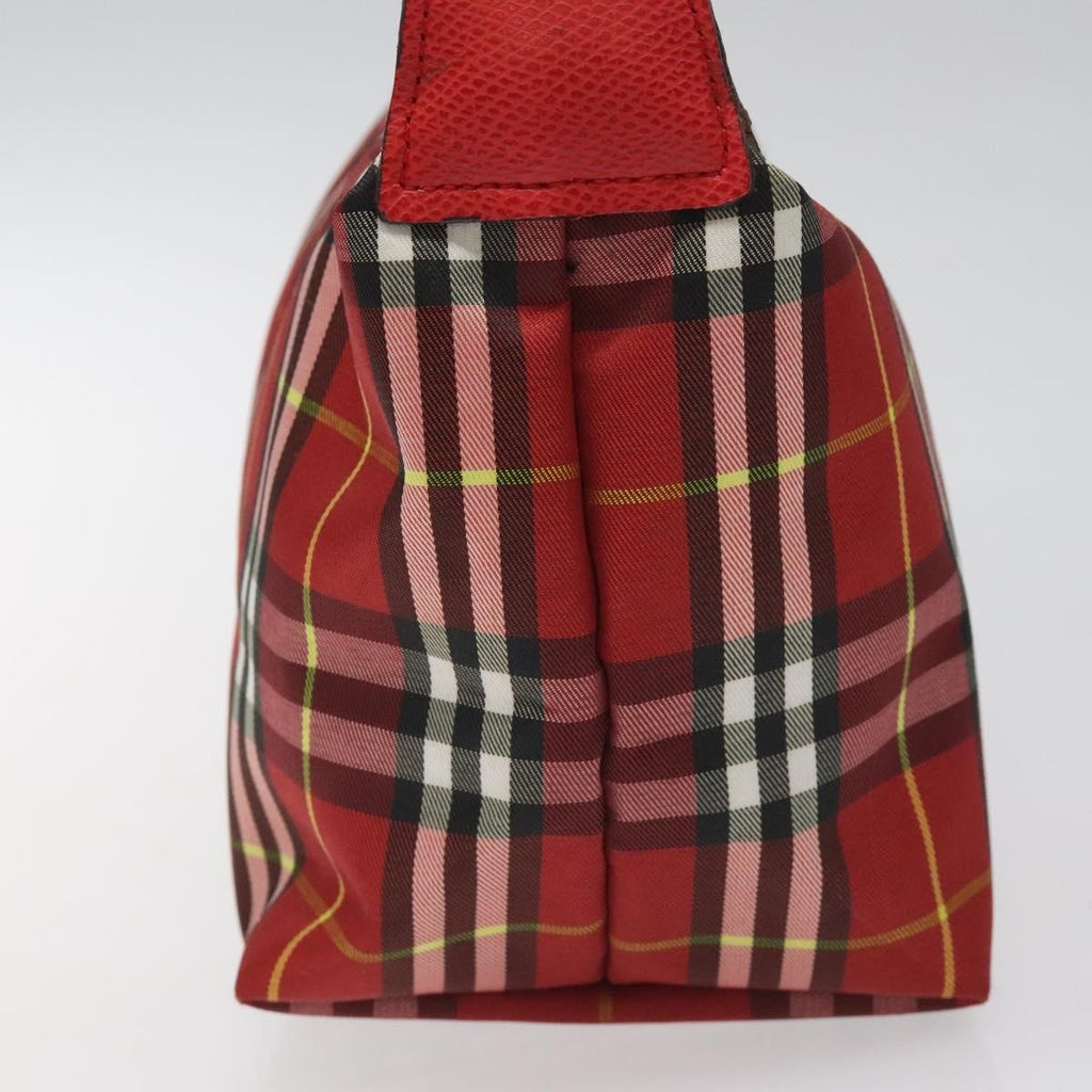 Burberry Nova Check Handbag Leather And Nylon Red Nylon Handbag (Authentic  )