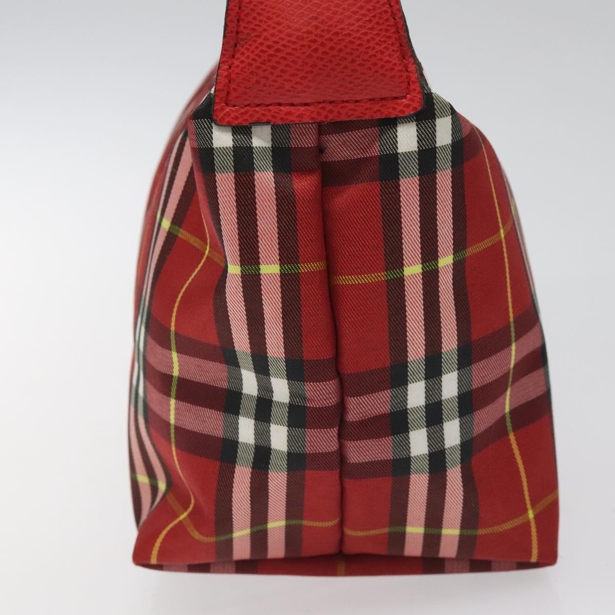 Burberry Nova Check Handbag Leather And Nylon Red Nylon Handbag (Authentic  )