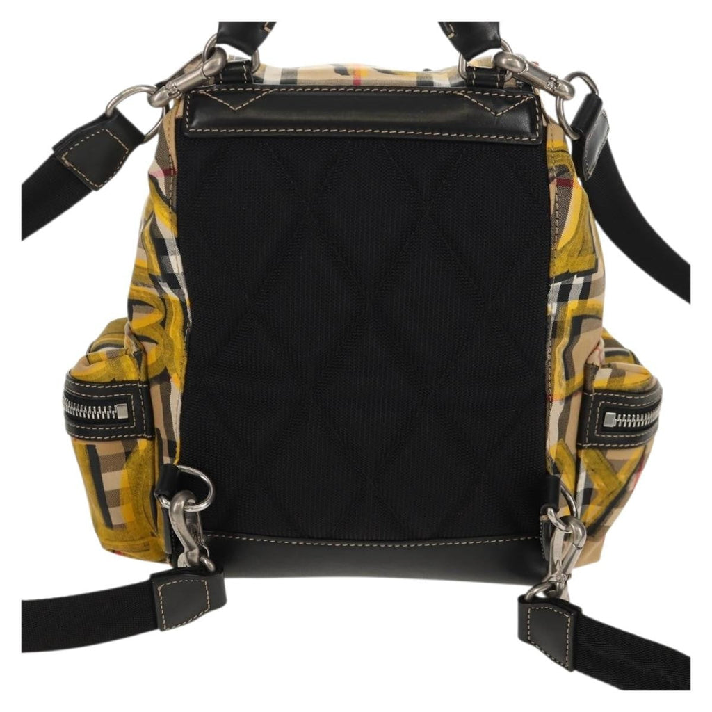 Burberry Graffiti Rucksack Backpack Vintage Check Canvas Beige Canvas Backpack Bag (Authentic  )