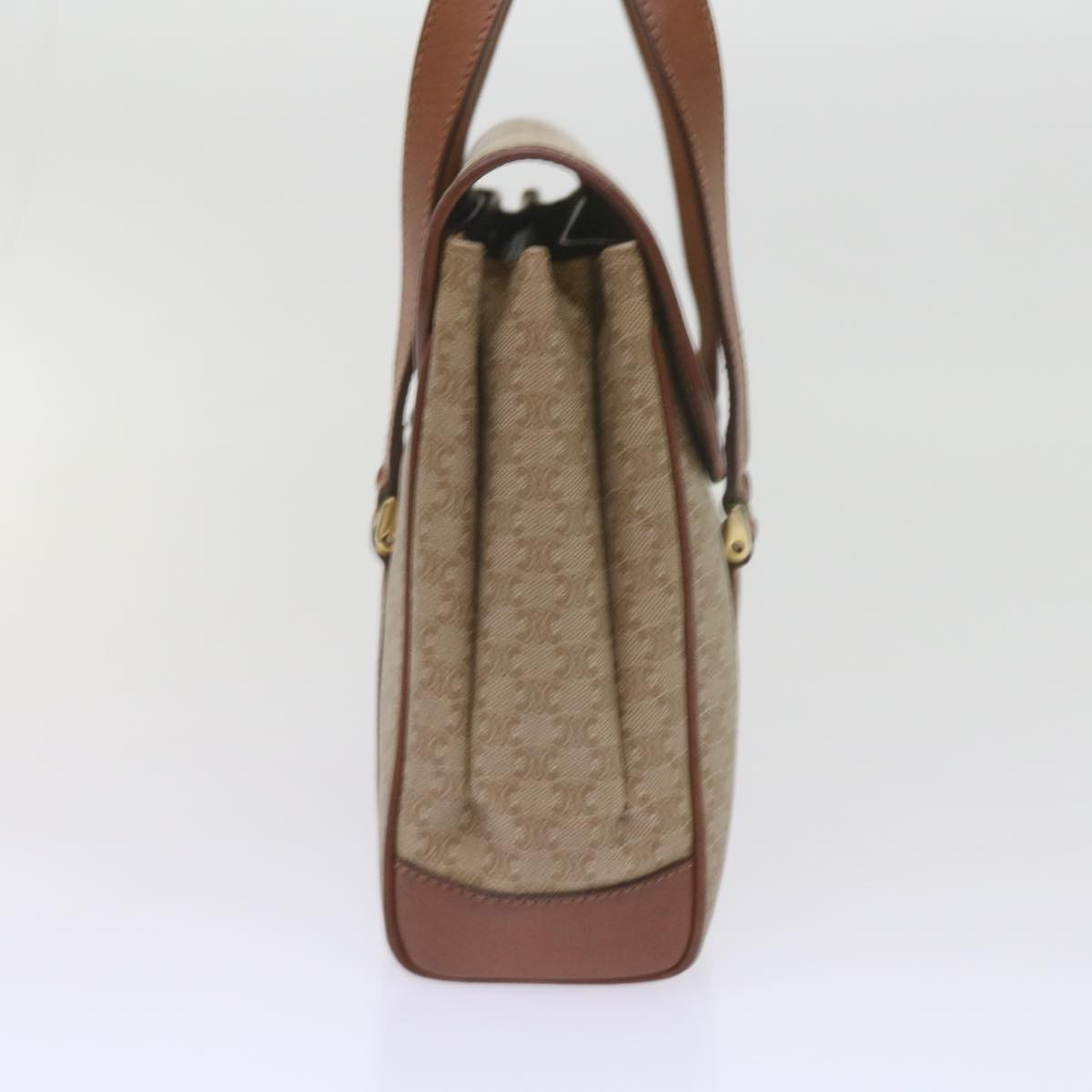 Celine Vintage Macadam Handbag Canvas And Leather Beige Canvas Handbag (Authentic  )