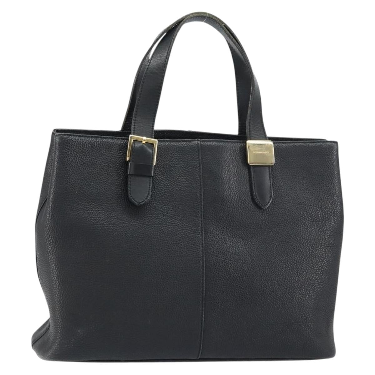 Burberry Vintage Handbag Leather Black Leather Handbag (Authentic  )