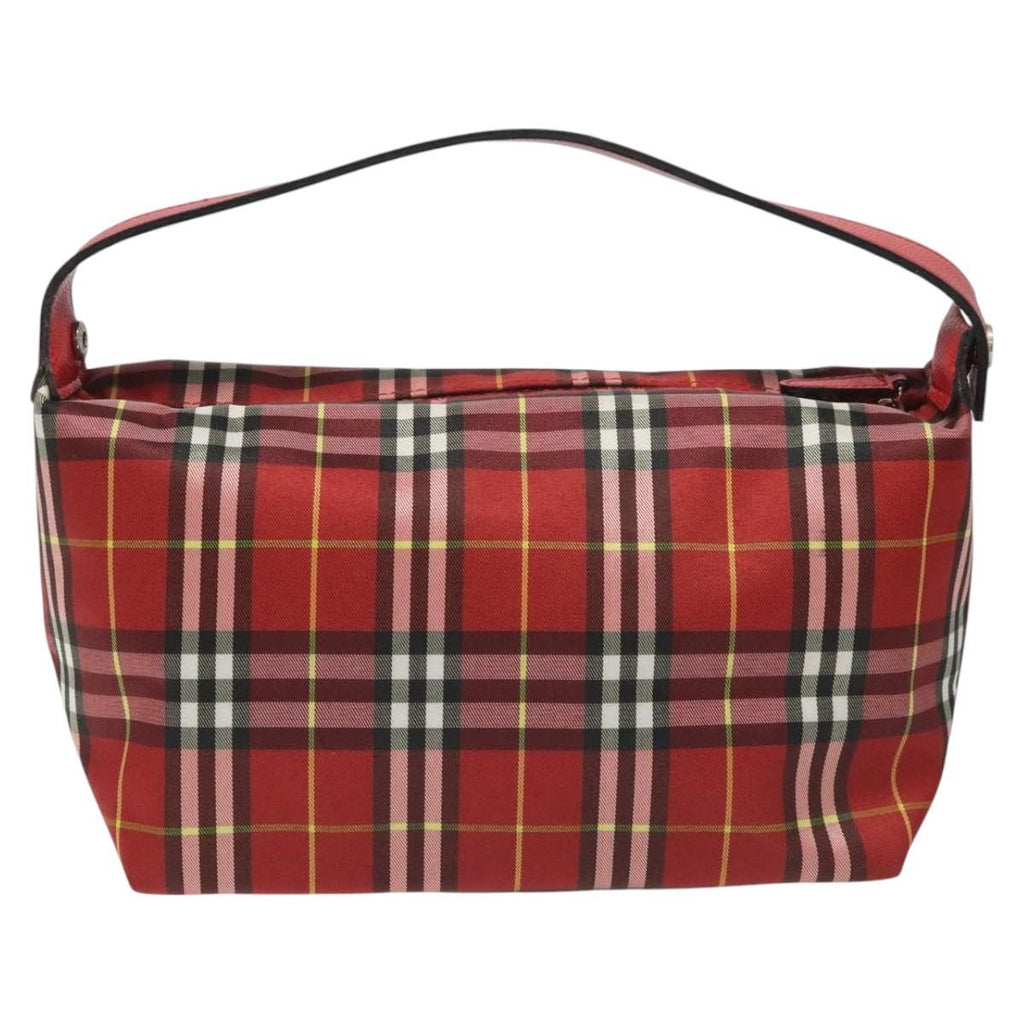 Burberry Nova Check Handbag Leather And Nylon Red Nylon Handbag (Authentic  )