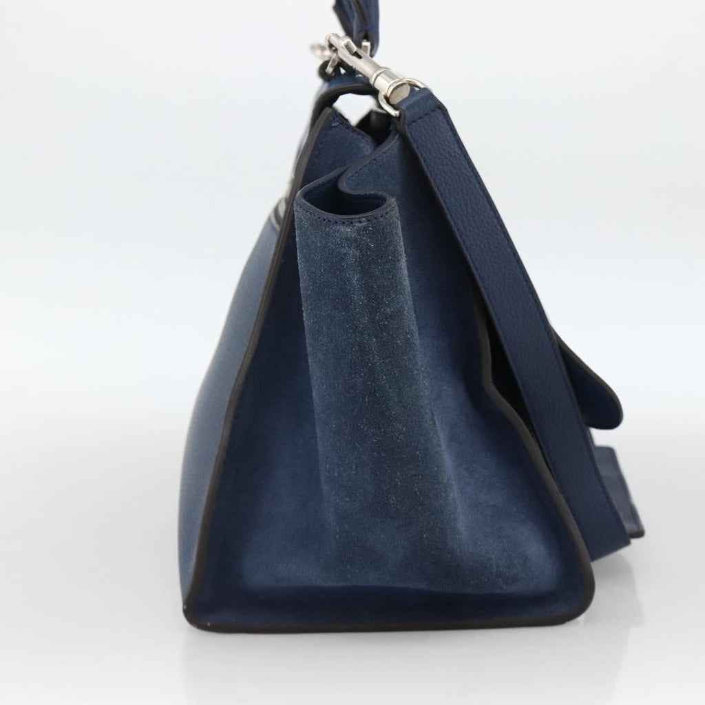 Celine Trapeze Bag Leather Blue Leather Handbag ( )