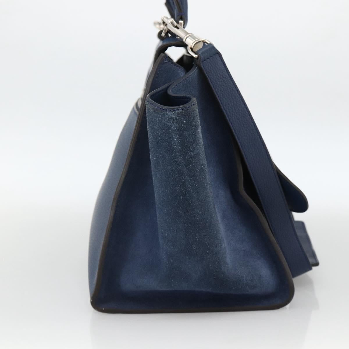 Celine Trapeze Bag Leather Blue Leather Handbag ( )