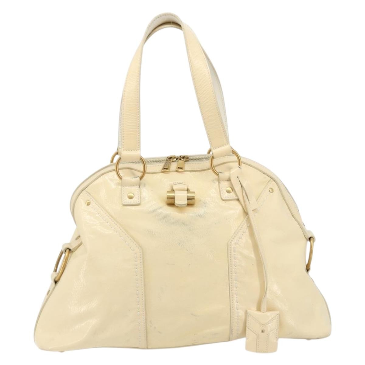 Saint Laurent Muse Shoulder Bag Leather White Patent_Leather Handbag ( )