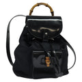 Gucci Vintage Bamboo Backpack Nylon And Patent Leather Black Nylon Backpack Bag (Authentic  )