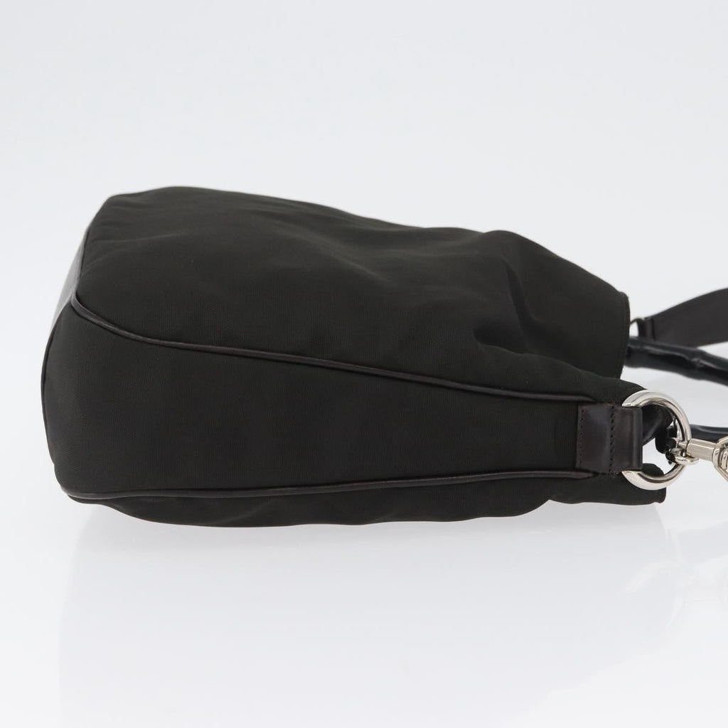 Gucci Vintage Bamboo Handle Bag Nylon Black Nylon Handbag (Authentic  )